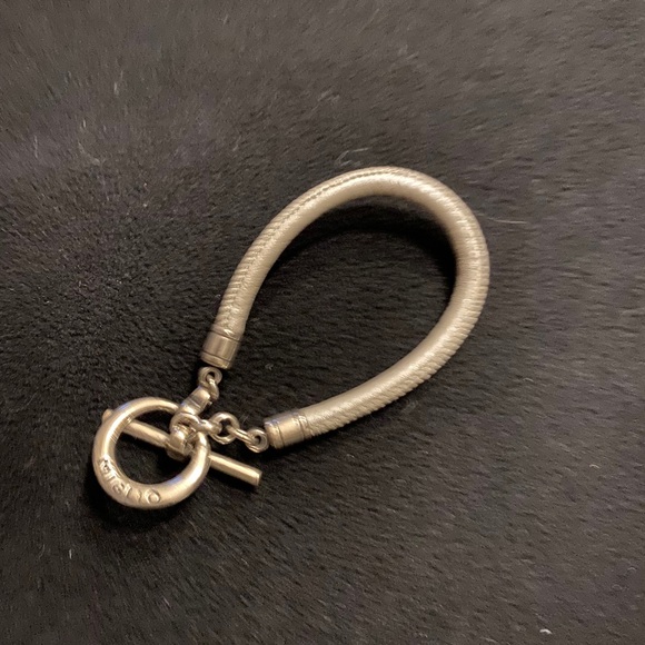 Gray Sewn Leather Bracelet - Picture 1 of 1